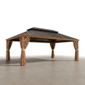 Outdoor Hardtop Gazebo Built for All-Season Entertaining, 14x22 Ft, Galvanized Steel Roof, Wood-Look Frame
