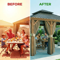 14 Ft. X 22 Ft. Double Galvanized Steel Roof Aluminum Wood-Looking Frame Outdoor Patio Hardtop Gazeb — Before & After