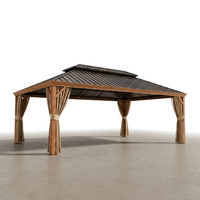 14 Ft. X 22 Ft. Double Galvanized Steel Roof Aluminum Wood-Looking Frame Outdoor Patio Hardtop Gazeb — Studio Shot