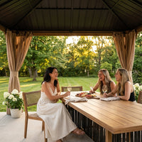14 Ft. X 22 Ft. Double Galvanized Steel Roof Aluminum Wood-Looking Frame Outdoor Patio Hardtop Gazeb — Lifestyle