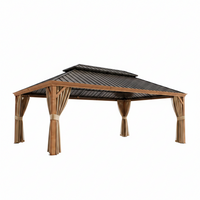 Outdoor Hardtop Gazebo Built for All-Season Entertaining, 14x22 Ft, Galvanized Steel Roof, Wood-Look Frame